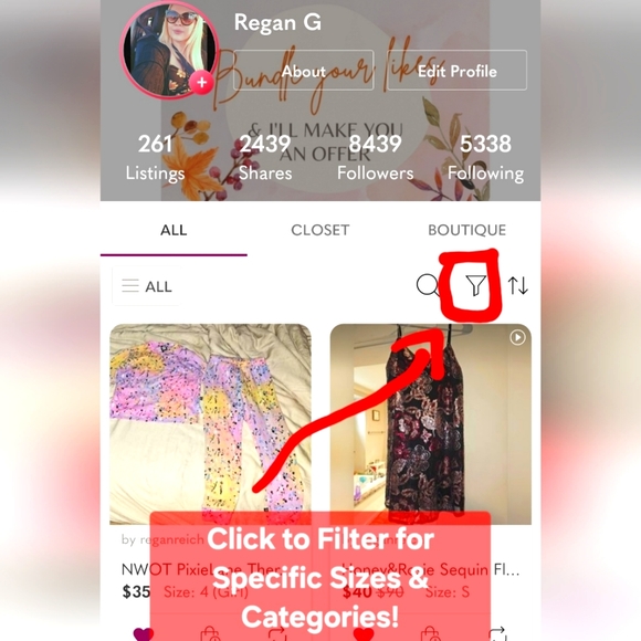 Don't forget you can use the filter button in my closet! ❤️